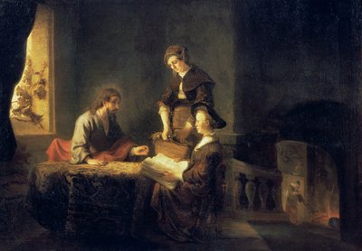मार्था और मरियम की सभा में मसीह द्वारा रिमब्रांड वैन रिजन