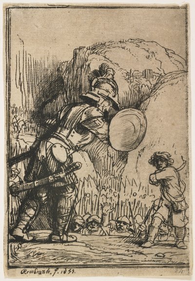 डेविड और गोलियत, 1655 द्वारा रिमब्रांड वैन रिजन