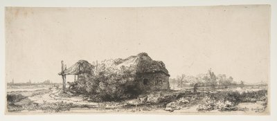 लैंडस्केप विद ए कॉटेज एंड ए हैबरन, 1641। द्वारा रिमब्रांड वैन रिजन