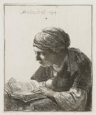 Lesende। 1634 द्वारा रिमब्रांड वैन रिजन