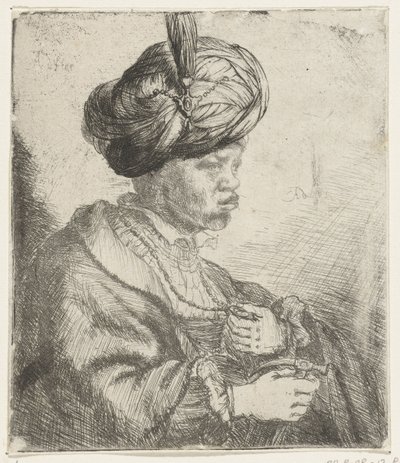 पगड़ी वाला आदमी, c.1660-70 द्वारा रिमब्रांड वैन रिजन