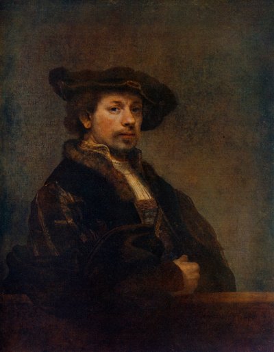 34, 1640, 1912 की आयु में सेल्फ पोर्ट्रेट। द्वारा Rembrandt van Rijn