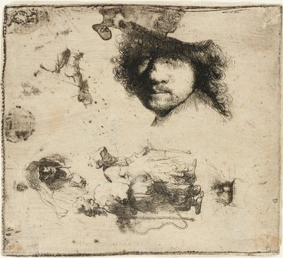 अध्ययन की शीट, 1632। द्वारा रिमब्रांड वैन रिजन