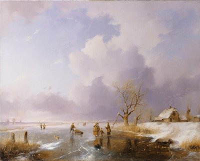 जमी हुई नहर के साथ लैंडस्केप, 1842 द्वारा Remigius Adrianus Haanen