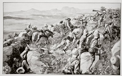द रिलीफ ऑफ़ लैडस्मिथ - द लास्ट रश एट ह्लांगवेन हिल द्वारा रेने बुल