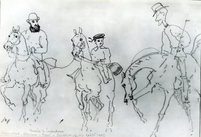 तीन घुड़सवार: हेनरी डी टूलूज़-लॉट्रेक (1864-1901) अपने पिता, काउंट अल्फोंस और कलाकार के बीच द्वारा रेने प्रिंसेतु