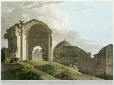 मदुरै में पैलेस का खंडहर, थॉमस और विलियम द्वारा उत्कीर्ण (1769-1837) डैनियल, 1798 प्रकाशित (रंग लिथो) द्वारा Rev. Edward Thomas Daniell