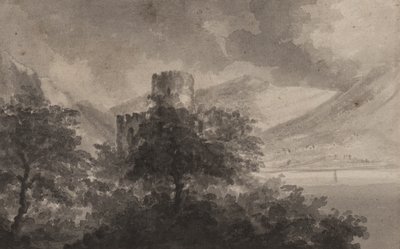 वुडेड लैकलैंड कैसल: कैप्रीको, 1804 (कागज पर ब्रश और मोनोक्रोम washes) द्वारा विलियम गिलपिन