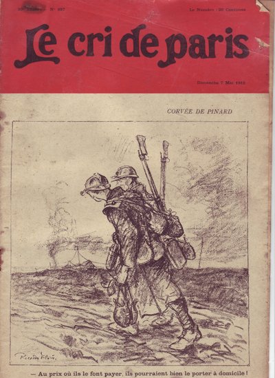 ले क्रि डे पेरिस के कवर के लिए रिकार्डो फ्लोर्स (1878-1918) द्वारा चित्रण, 07/05/16 - कोरवी डे पिनार्ड "" कीमत पर या वे इसे चार्ज करते हैं, वे इसे घर पर अच्छी तरह से पहन सकते हैं! "" - 14-18 का युद्ध, शराब, सैनिक का जीवन, कैंटीन रोलिंग  द्वारा रिकार्डो फ्लोर्स