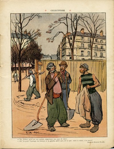 Le Rire, 06/02/09 में रिकार्डो फ्लोर्स (1878-1918) द्वारा चित्रण - सामूहिकवाद - सामाजिक, शहरी वास्तुकला, वृक्ष, भवन, सामूहिकता - कार्यकर्ता कार्यकर्ता, टेरासियर्स द्वारा रिकार्डो फ्लोर्स