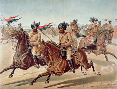 10वीं बंगाल लांसर्स के स्काउट्स (फील्ड सर्विस किट), 1880 के दशक की एंग्लो-इंडियन आर्मी (कलर लिथो) द्वारा रिचर्ड (बाद में)