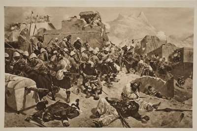 कंधार: &39;द इलस्ट्रेटेड लंदन न्यूज&39; से 92 वें हाईलैंडर्स एंड द 2 गोरखा स्टॉर्मिंग गौड़ी मुल्ला साहिबदाद द्वारा रिचर्ड केटन वुडविले
