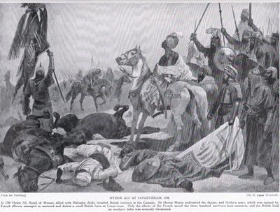 1780 में कोन्जिवरम में हैदर अली, हचिन्सन हिस्ट्री ऑफ़ द नेशंस का चित्रण द्वारा रिचर्ड केटन वुडविले