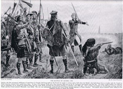 क्यूबेक की लड़ाई, 1759, &39;हचिन्सन की कहानी ब्रिटिश राष्ट्र की कहानी&39; से चित्रण, c.1923 द्वारा रिचर्ड केटन वुडविले