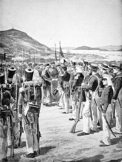 1841 में अंग्रेजों के लिए हांगकांग का अधिवेशन द्वारा रिचर्ड केटन वुडविले
