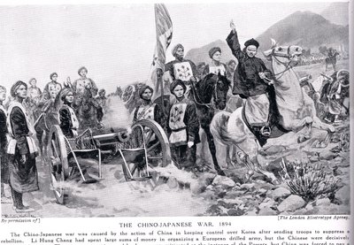 प्रथम चीन-जापानी युद्ध, &39;हचिन्सन हिस्ट्री ऑफ़ द नेशंस&39;, c.1910 से चित्रण द्वारा रिचर्ड केटन वुडविले