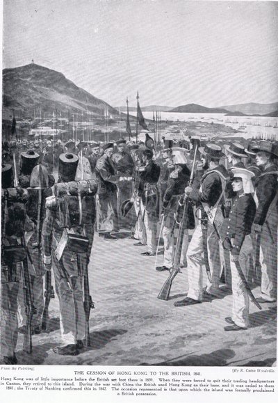 1841 में हॉन्गकॉन्ग टू द ब्रिटिश, &39;हचिन्सन स्टोरी ऑफ द ब्रिटिश नेशन&39; का चित्रण, सी। 1923 द्वारा रिचर्ड केटन वुडविले