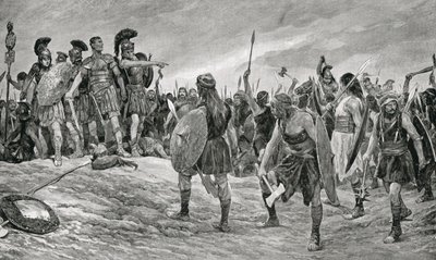 वेस्पासियन अपने बेटे टाइटस द्वारा बचाया गया, &39;हचिन्सन हिस्ट्री ऑफ द नेशंस&39;, c.1910 से चित्रण द्वारा रिचर्ड केटन वुडविले