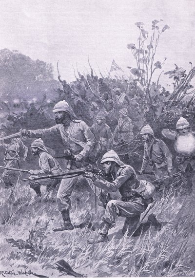 1873 के अशांति के अभियान में ब्रिटिश सेना की उन्नति, भूमि और समुद्र पर ब्रिटिश लड़ाई से चित्रण, 1915 द्वारा रिचर्ड केटन वुडविले जूनियर