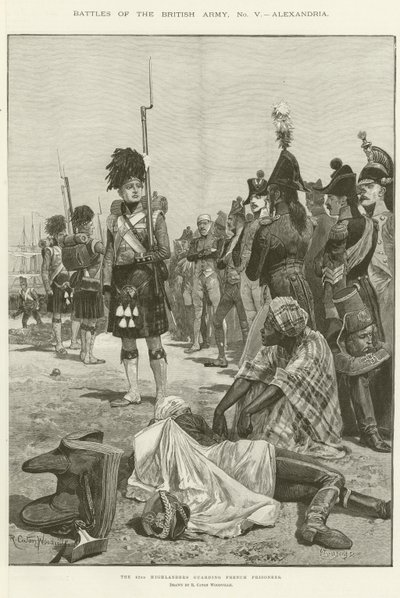 फ्रांसीसी कैदियों की रखवाली करने वाले 42 वें हाईलैंडर्स द्वारा Richard Caton Woodville junior