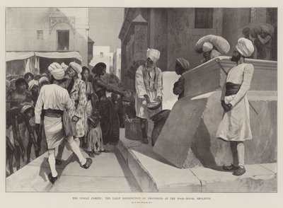 भारतीय अकाल, गरीब-घर, शोलापुर में प्रावधान का दैनिक वितरण द्वारा रिचर्ड केटन वुडविले जूनियर