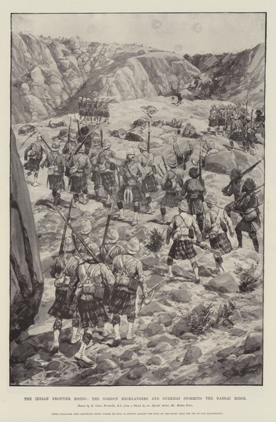 इंडियन फ्रंटियर राइजिंग, गॉर्डन हाइलैंडर्स और गोरखाओं ने दार्गई रिज पर तूफान मचाया द्वारा रिचर्ड केटन वुडविले जूनियर
