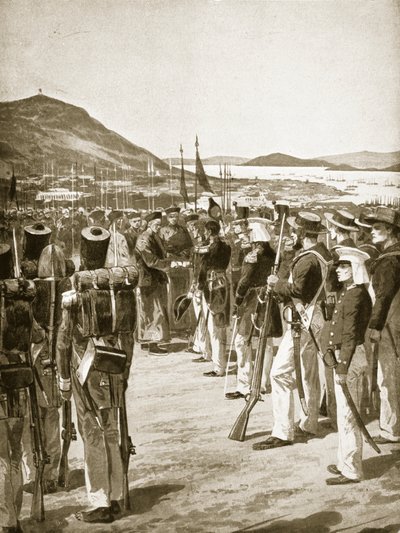 1841 में हॉन्गकॉन्ग टू द ब्रिटिश, &39;हचिन्सन स्टोरी ऑफ द ब्रिटिश नेशन&39; का चित्रण, सी। 1923 द्वारा रिचर्ड केटन वुडविले जूनियर