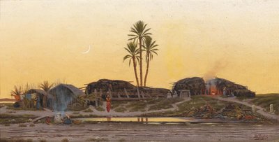 ट्यूनिस में अरबिसच डोरफचेन नाम के उल्टे गांव पर शाम का मूड द्वारा रिचर्ड फुच्स
