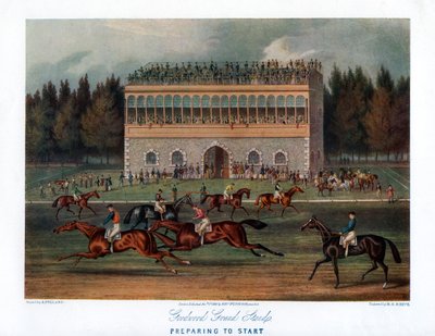 गुडवुड ग्रैंड स्टैंड, शुरू करने की तैयारी, 1836। द्वारा रिचर्ड गिब्सन रीव