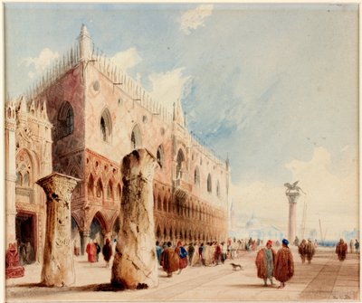 वेनिस में दृश्य (Ducal Palace) (कागज पर पानी का रंग और स्याही) (बोर्ड पर चिपकाया गया) द्वारा रिचर्ड पार्क्स बोनिंगटन