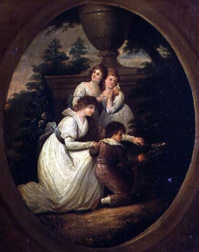 एक बगीचे में परिवार समूह, c.1790 (तांबे पर तेल) द्वारा रिचर्ड वेस्टल