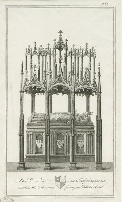 लिचफील्ड कैथेड्रल - बिशप बेलीथ का स्मारक: उत्कीर्णन, एन डी [1762-1798] (प्रिंट) द्वारा रिचर्ड वूलेट बसीरे