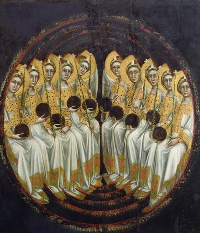उनके हाथों में अंगो के साथ बैठा एन्जिल्स, c.1348-54 द्वारा रिडोल्फो डी अरपो ग्वारिएनो