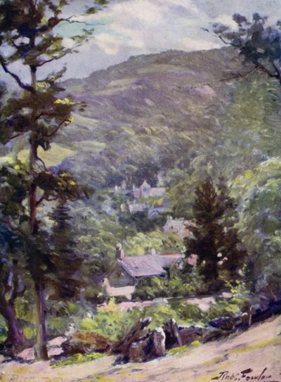 Bettws-y-Coed का दूर का नज़ारा (कलर लिथो) द्वारा रॉबर्ट (बाद में) फाउलर