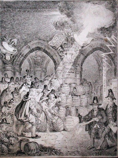 संसद को उड़ाने की कोशिश कर रहा विपक्ष, 1835 में थॉमस मैकलीन द्वारा प्रकाशित (नक़्क़ाशी) द्वारा रॉबर्ट (बाद) सीमोर
