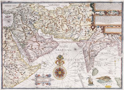 पूर्वी अफ्रीका, अरब और भारत का मानचित्र, 1598 द्वारा रॉबर्ट बेकीट