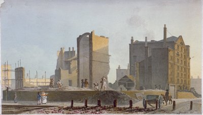बर्बाद इमारत, कमर्शियल रोड, स्टेपनी, लंदन, 1820 द्वारा रॉबर्ट ब्लेममेल श्नेबेलबी