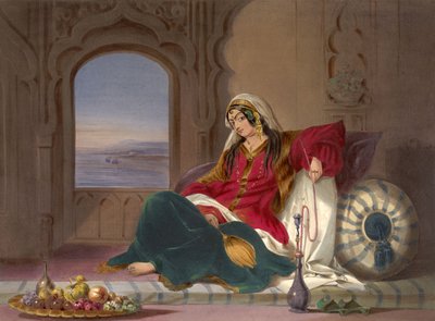 कंधार लेडी ऑफ रैंक, एंगेज्ड इन स्मोकिंग, 1848 द्वारा रॉबर्ट कैरिक