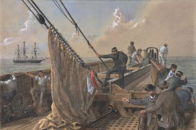 द ग्रेट ईस्टर्न का फॉरवर्ड डेक हाथापाई के पहले प्रयास के लिए साफ..., 1865-66। द्वारा रॉबर्ट चार्ल्स डुडले
