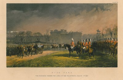 हाइड पार्क - स्वयंसेवकों की पंक्तियों को पारित करने वाली राजकुमारी, 7 मार्च 1863, 1863 द्वारा रॉबर्ट चार्ल्स डुडले