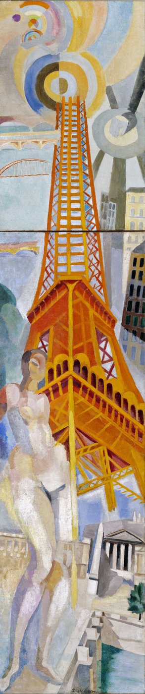 पेरिस के सिटी, औरत और 1925 में एफिल टॉवर। द्वारा रॉबर्ट Delaunay