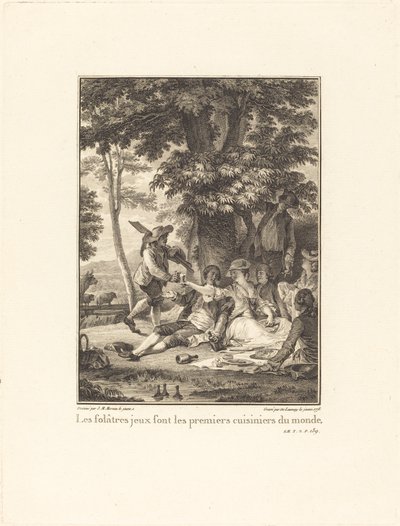 चंचल खेल विश्व के प्रथम रसोइये हैं द्वारा Robert Delaunay after Jean Michel Moreau