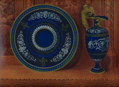 चीनी मिट्टी के बरतन Ewer और पठार, 1863। द्वारा रॉबर्ट डडली