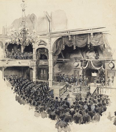 जापानी संसद का उद्घाटन दृश्य, 1890 द्वारा रॉबर्ट फ्रेडरिक ब्लम