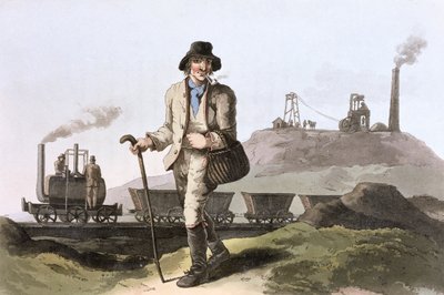 लीड्स, वेस्ट यॉर्कशायर, 1814 के पास मिडलटन कोलियरी में ब्लेंकिन्सॉप स्टीम लोकोमोटिव द्वारा रॉबर्ट हेवेल