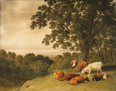 लैंडस्केप विद कैटल, 1819 द्वारा रॉबर्ट हिल्स