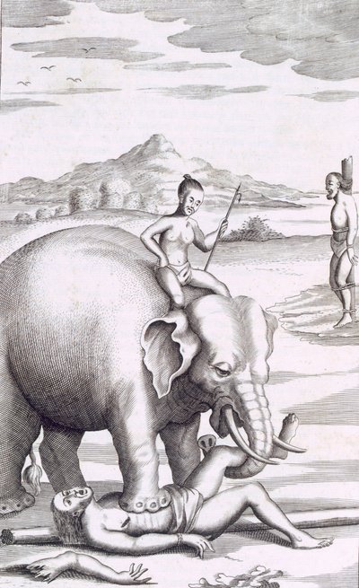 एक हाथी, पब द्वारा निष्पादन। 1681. द्वारा रॉबर्ट नॉक्स