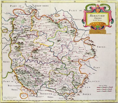 हियरफोर्डशायर का नक्शा, 1695 द्वारा रॉबर्ट मोर्डन