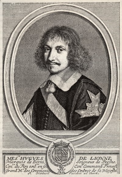 ह्यूग्स डी लियोन (1611 - 1671), मार्क्विस डी फ्रेस्नेस, लॉर्ड ऑफ बर्नी, लुई XIV के तहत एक राजनयिक और राज्य मंत्री थे। रॉबर्ट नांतुइल द्वारा उत्कीर्णन। निजि संग्रह। द्वारा रॉबर्ट नेंटुइल