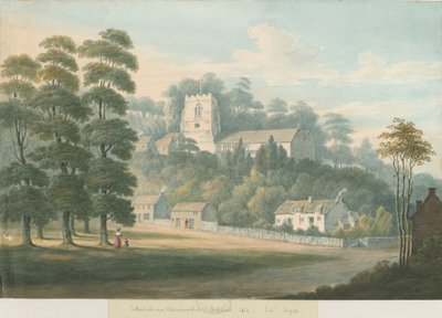 टेटनहॉल चर्च एंड विलेज: वाटर कलर पेंटिंग, 1826 द्वारा रॉबर्ट नोयस